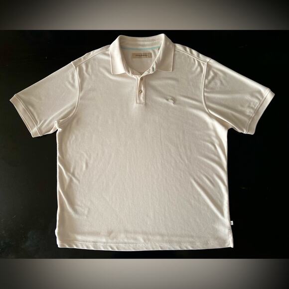 TOMMY BAHAMA Cream Colored Textured Polo size XL - Picture 2 of 8